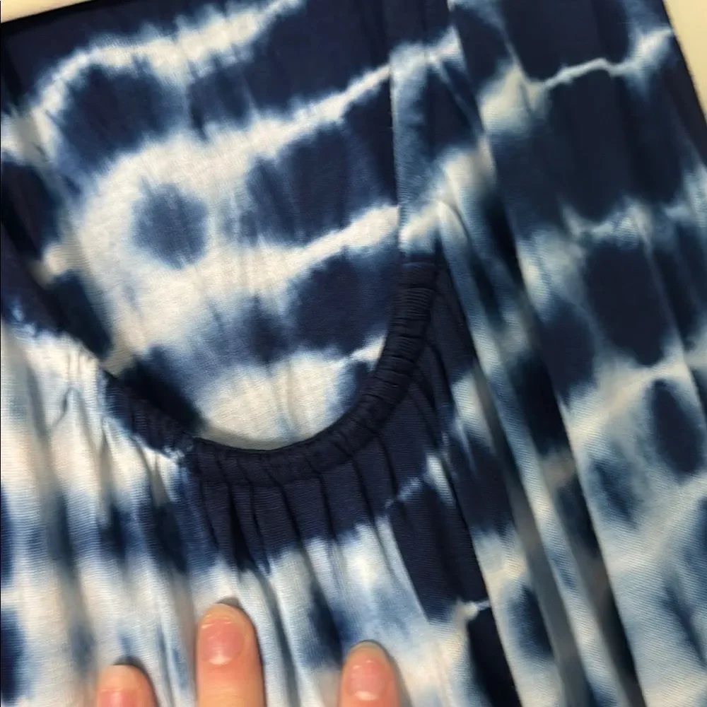 Lord & Taylor Navy and‎ White Tie-Dye maxi dress sleeveless